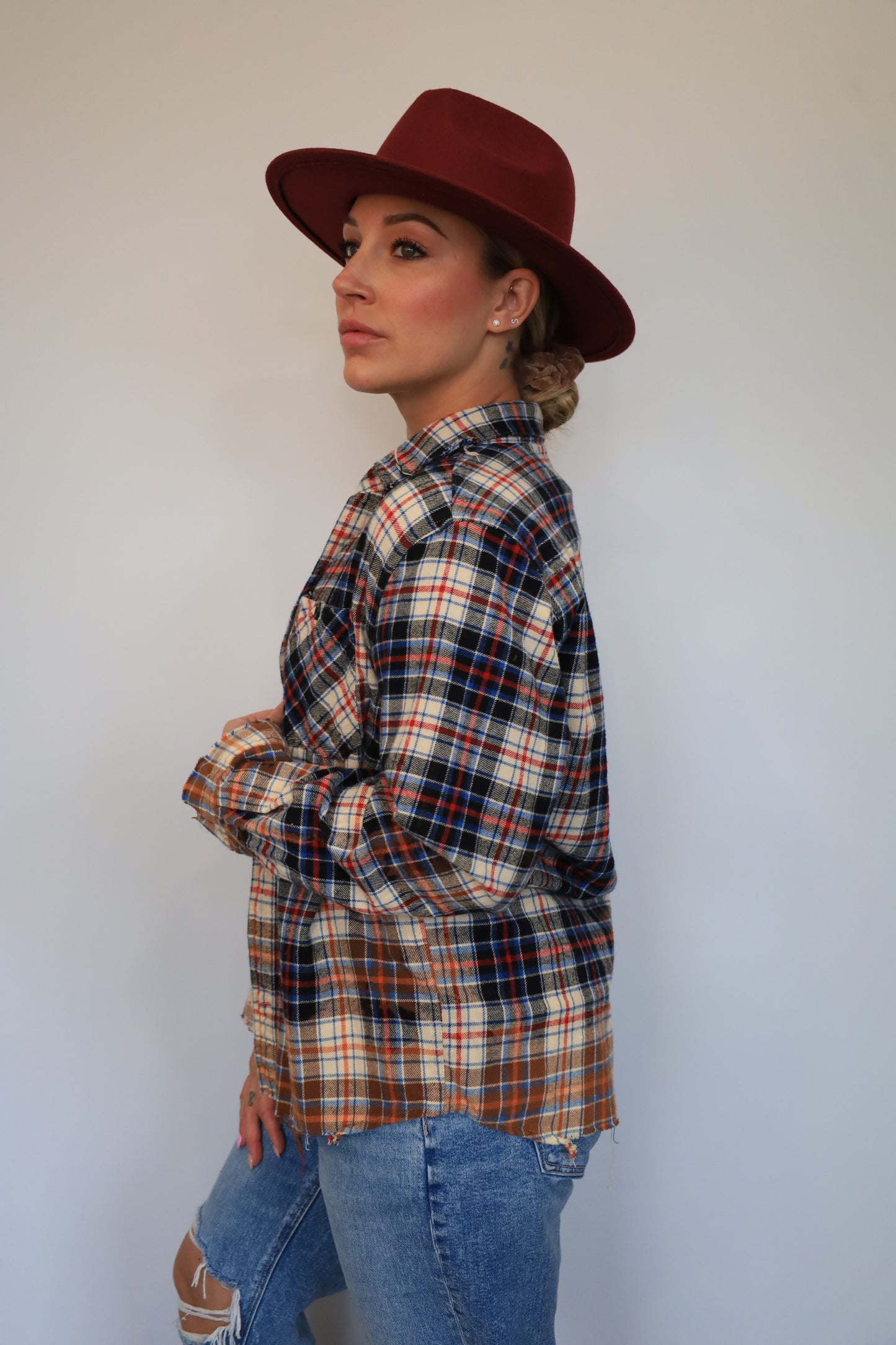 Distressed and frayed flannel