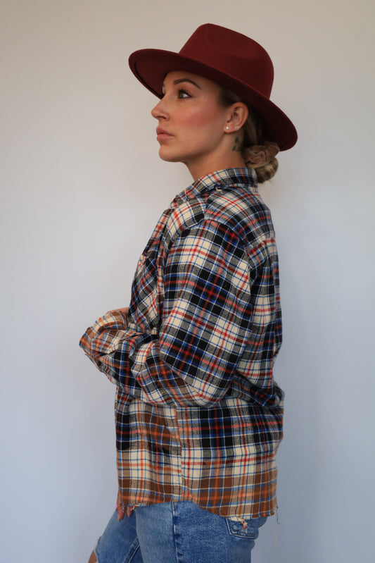 Distressed and frayed flannel